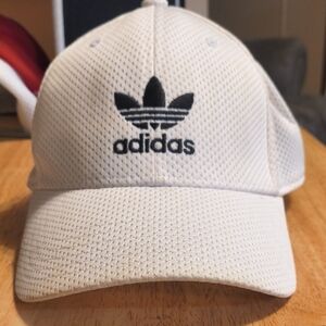 adidas White Mesh Cap with Black Trefoil Logo